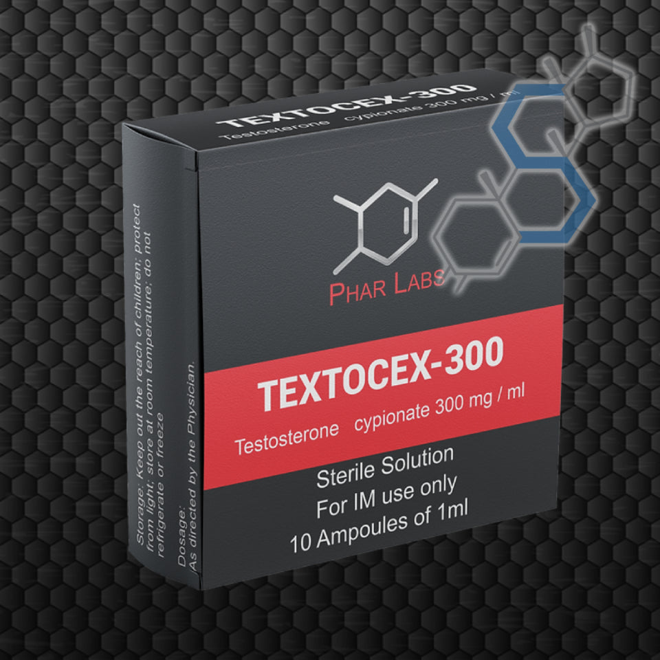 'TEXTOCEX-300 | Testosterona Cipionato 300mg/ml 10 ampolletas Inyectables PHAR LABS - Super Soldados
