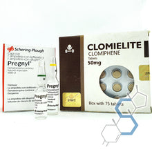 Cargar imagen en el visor de la galería, Paquete Post-ciclo para principiantes o intermedios | Gonadotropina (HCG), &amp; Clomifeno Post-ciclo Variedad de laboratorios - Super Soldados